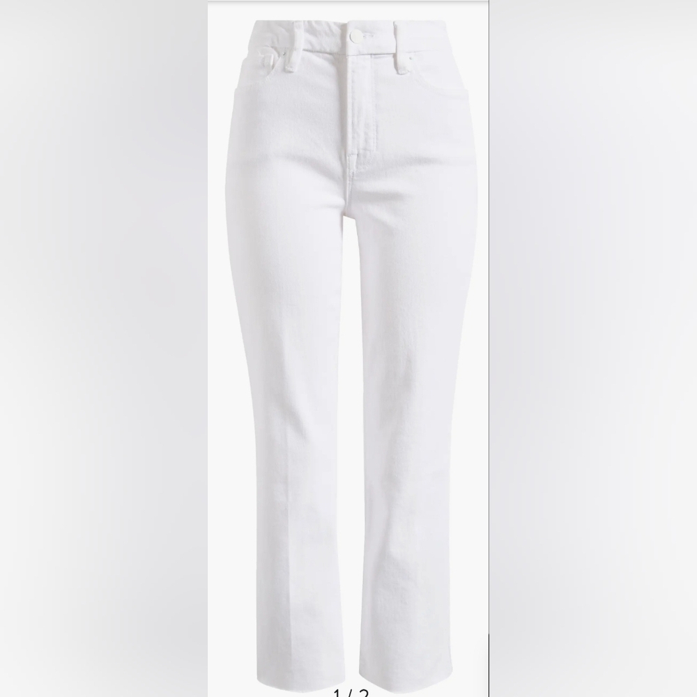 NWT Good American Good Straight Raw Hem White Jeans 6/28 (GSRH046T)